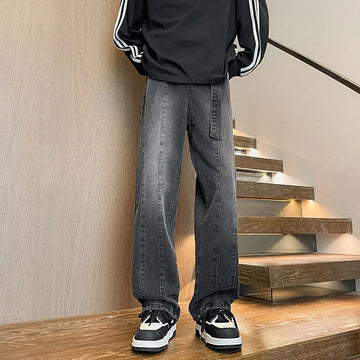 Riolio New Big boy Jeans for Men Streetwear Baggy Jeans Large size Patchwork Denim Leisure Simple Dime Pants Women Jeans Hot  jean